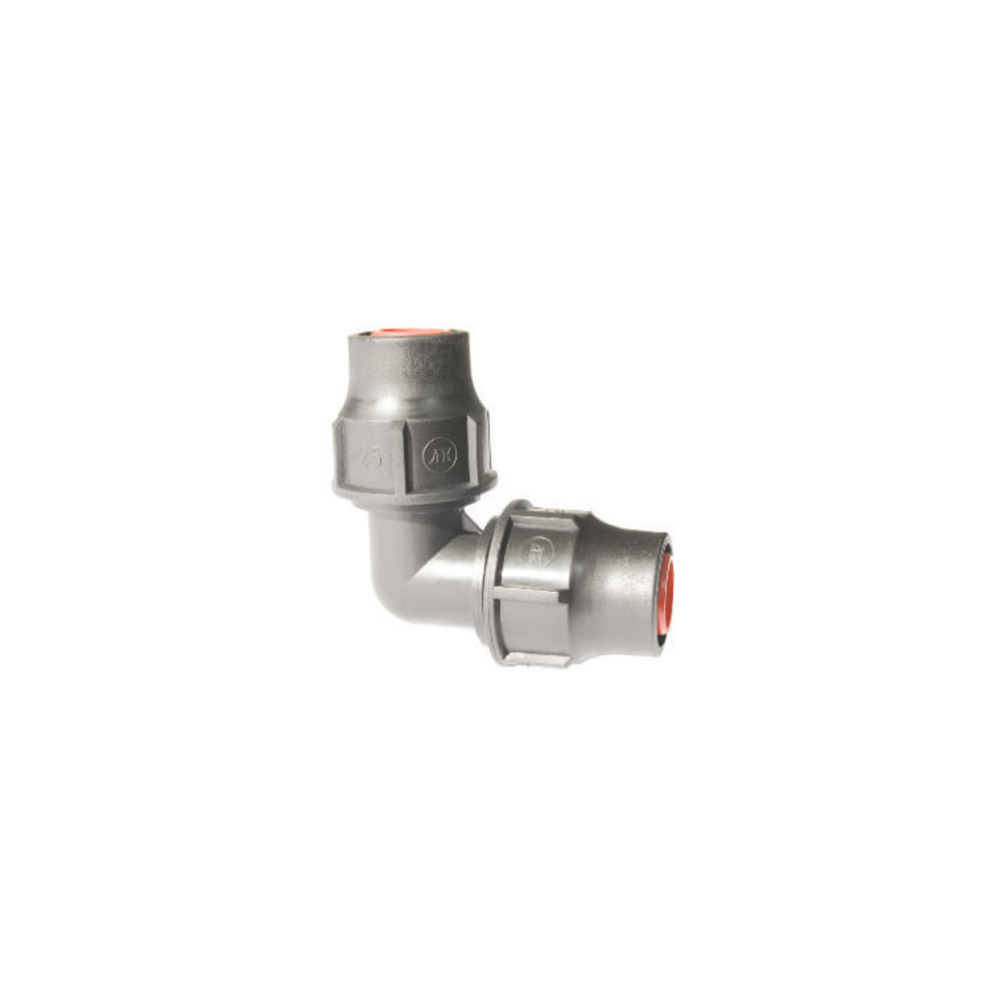 Image of lock fitting elbow designed for 20mm (17mm) LDPE pipe, featuring a secure locking mechanism for reliable connections in irrigation systems, ensuring durability and leak-proof performance