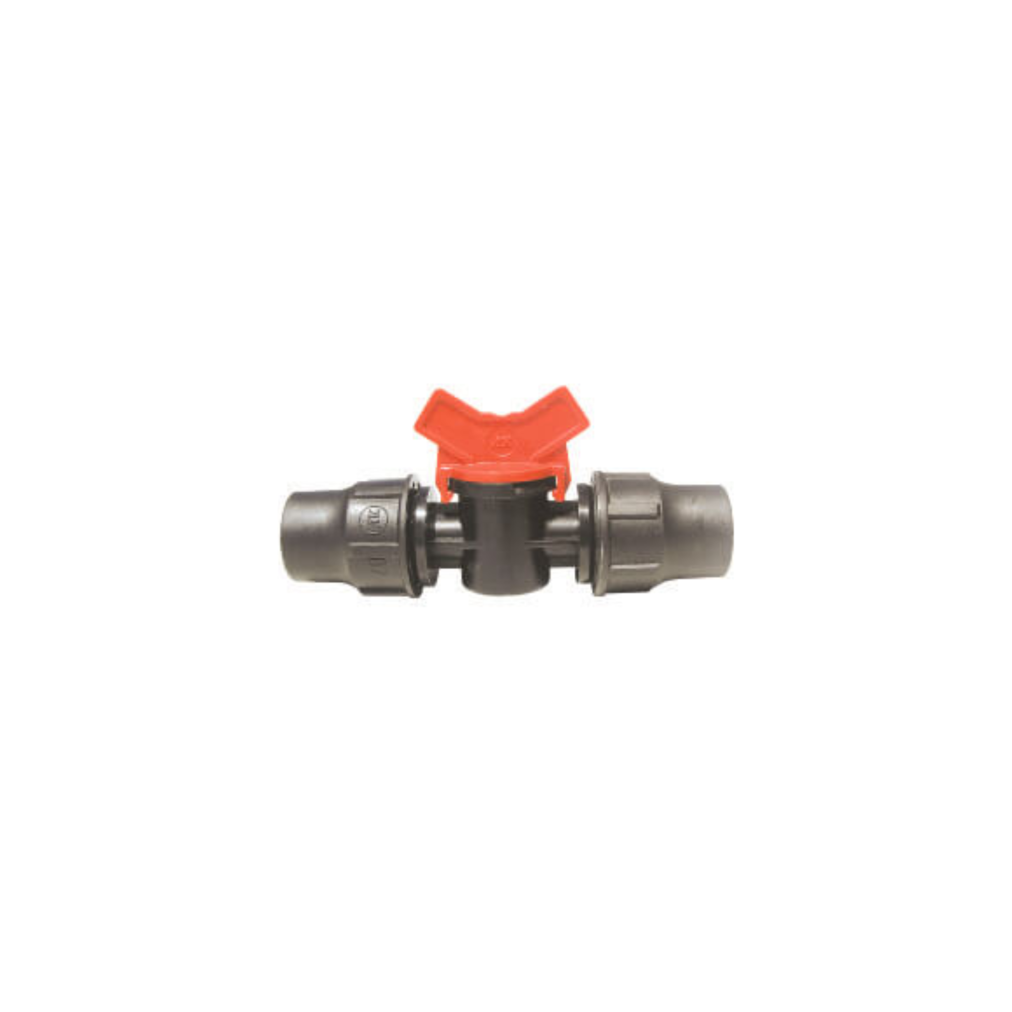 Image of lock fitting inline valve designed for 20mm (17mm) LDPE pipe, featuring a secure locking mechanism for reliable connections in irrigation systems, ensuring durability and leak-proof performance