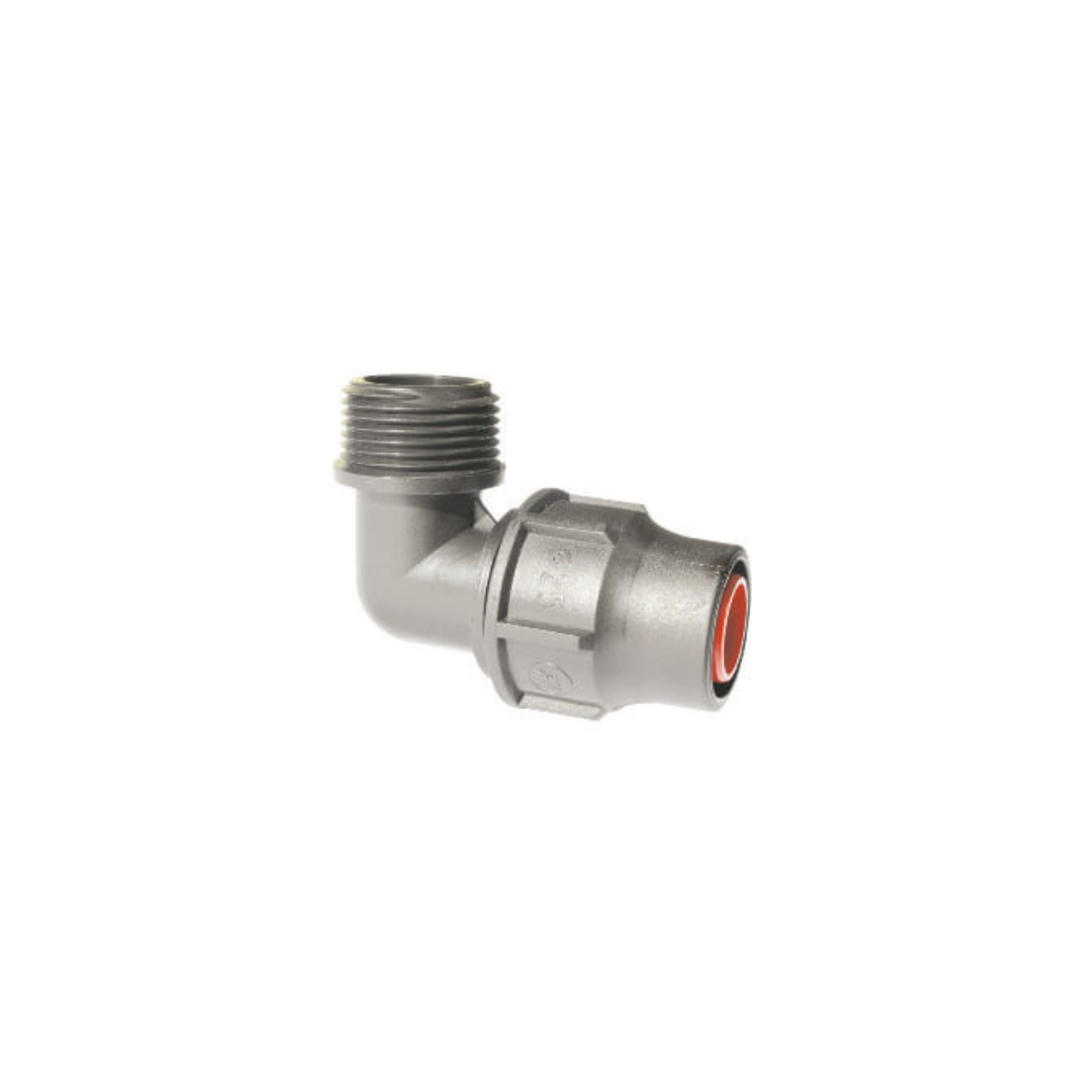 Image of lock fitting MF elbow designed for 20mm (17mm) LDPE pipe, featuring a secure locking mechanism for reliable connections in irrigation systems, ensuring durability and leak-proof performance