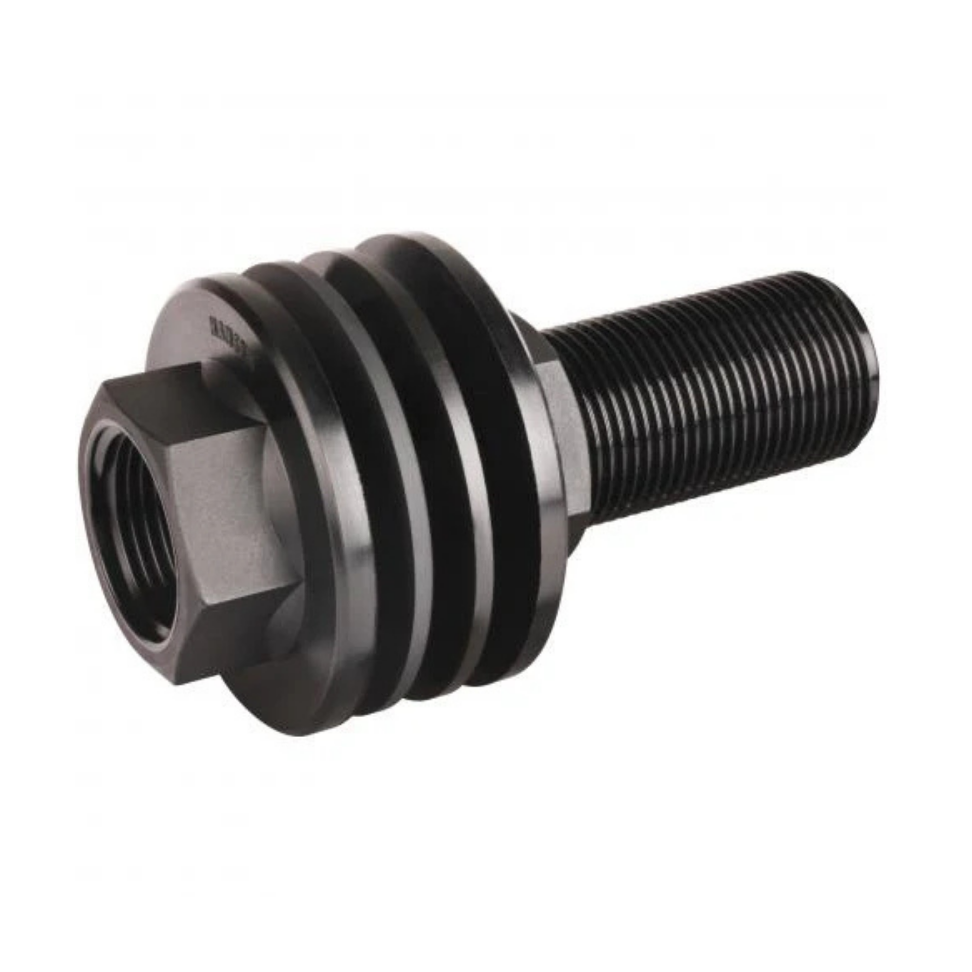Close-up of a Hansen nylon threaded tank connector, designed for secure connections in irrigation systems, featuring durable, lightweight construction for reliable performance and easy installation