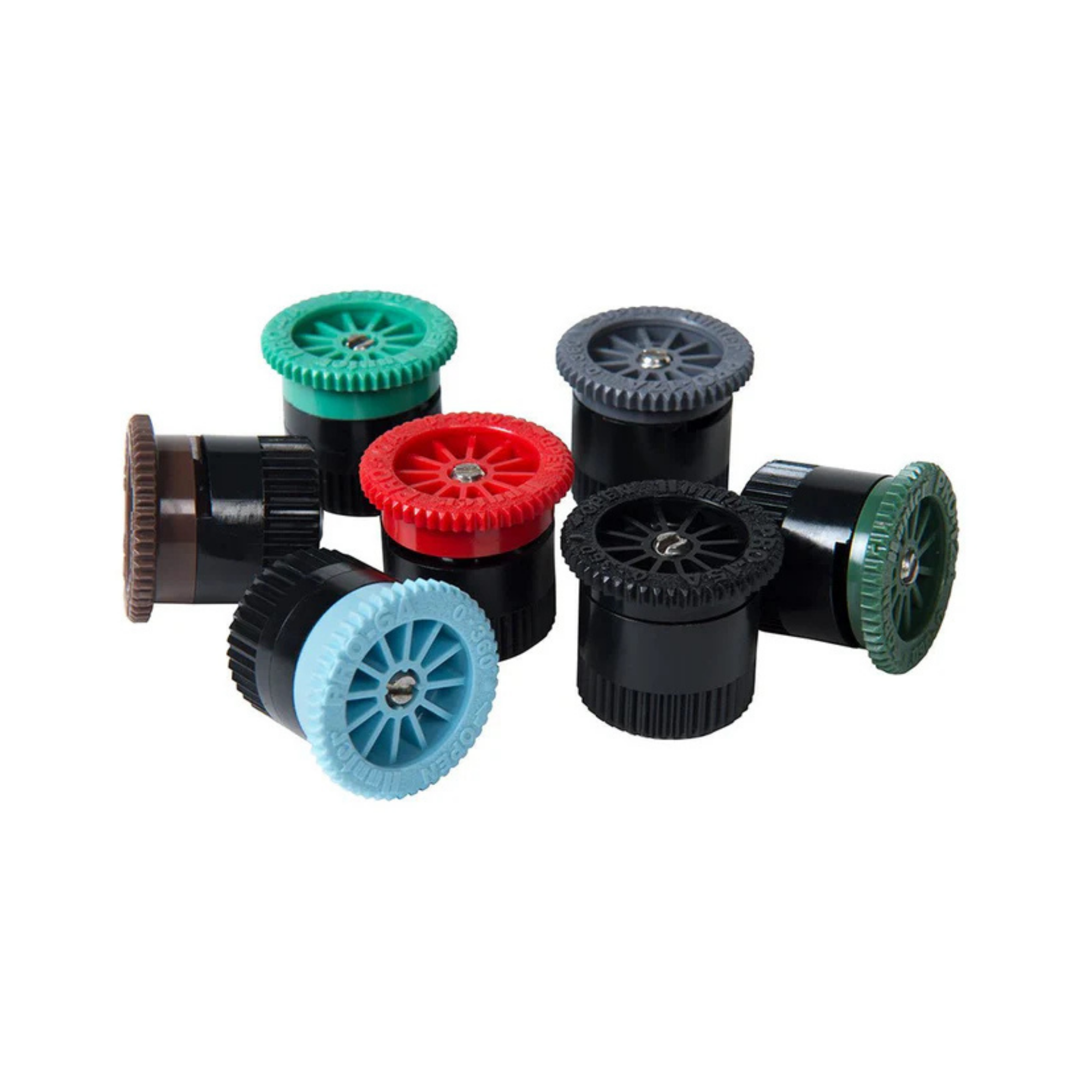 Hunter Pro-Spray SRS nozzles for spray sprinkler systems providing accurate irrigation water coverage.