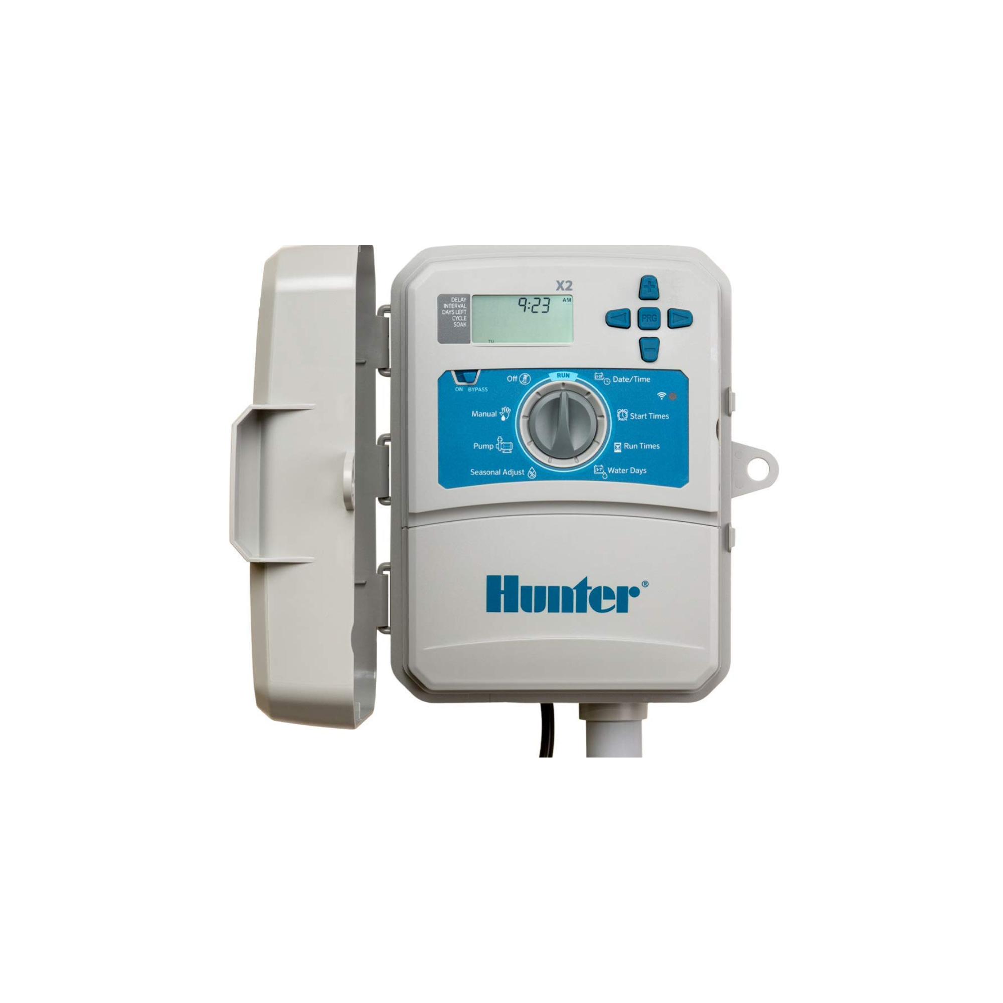 Image of the Hunter X2 Controller, showcasing a user-friendly interface with a digital display, designed for efficient scheduling and management of irrigation systems in residential and commercial landscapes
