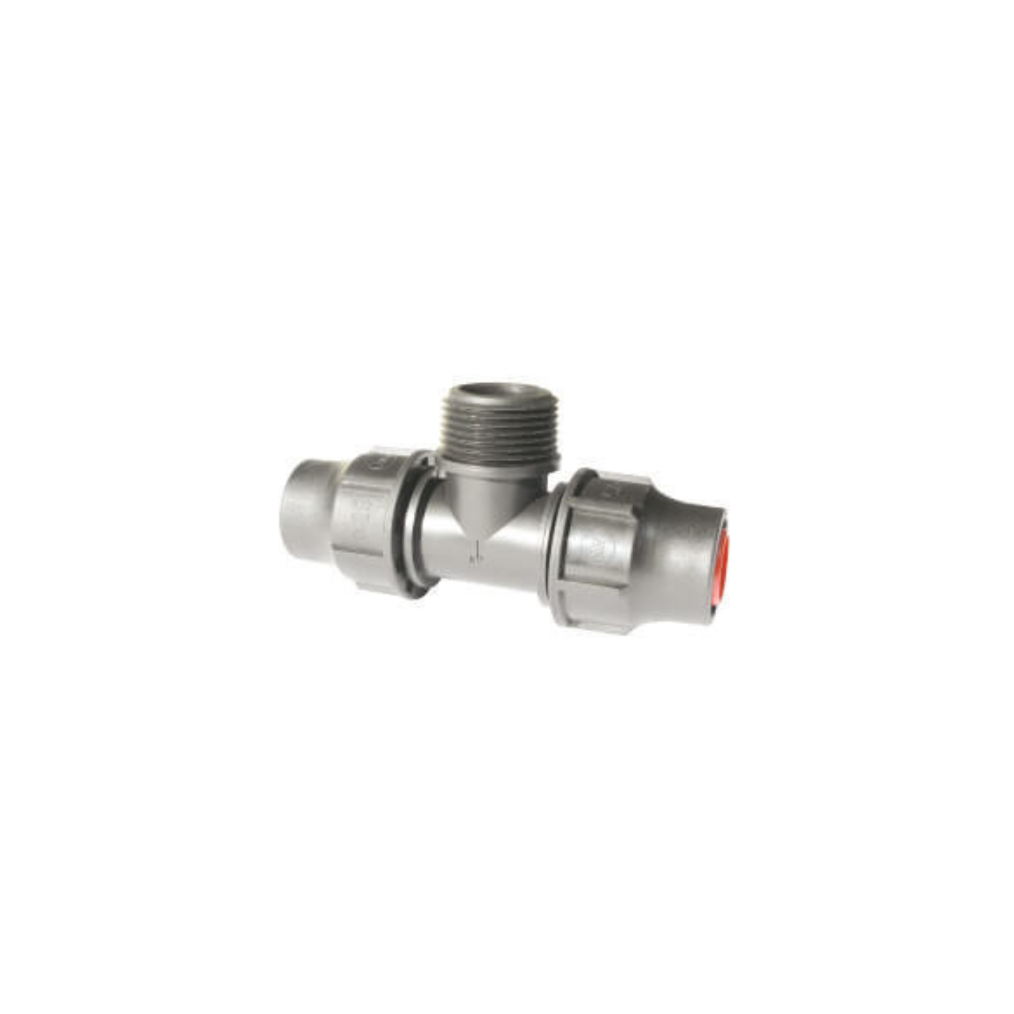 Image of lock fitting tee designed for 20mm (17mm) LDPE pipe, featuring a secure locking mechanism for reliable connections in irrigation systems, ensuring durability and leak-proof performance
