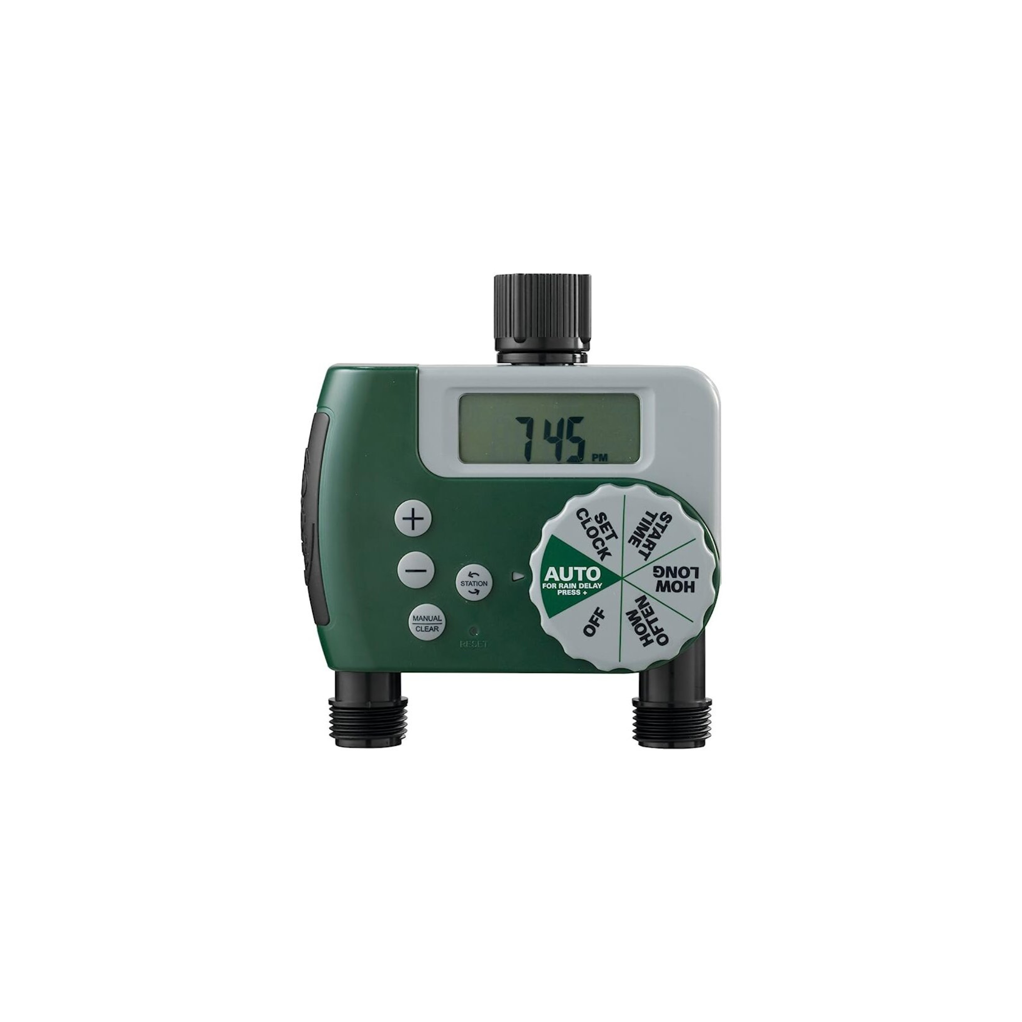 ORBIT BUDDY I DUAL OUTLET TAP TIMER LCD DISPLAY AA BATTERY PROGRAMMABLE 94148 CPORBAT02