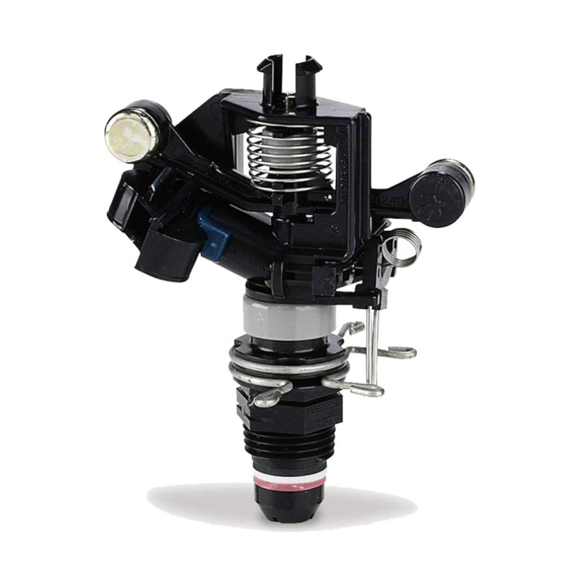 Image of the RAIN BIRD Maxi-Bird riser mounted impact sprinkler, featuring a 360° rotation for even water distribution, designed for durable performance in agricultural and landscaping irrigation systems