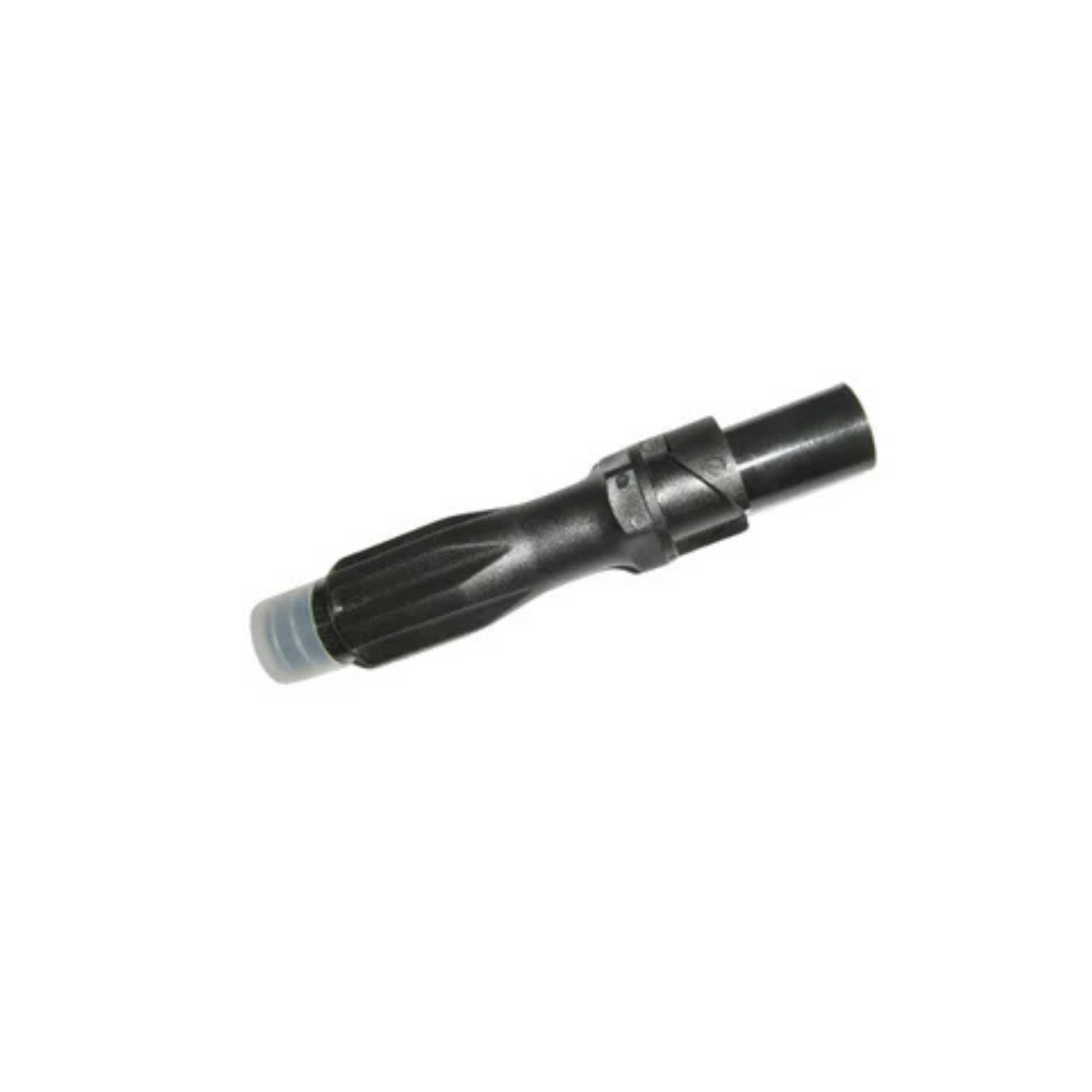 A black rain bird quick coupling valve key on a white background