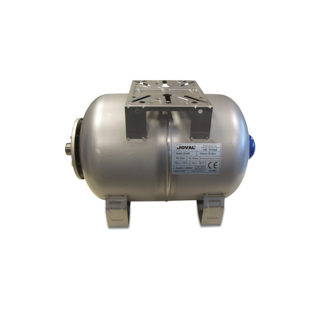 Pressure Tank Stainless Steel 1" BSPM 20 Ltr 12 Bar Horizontal