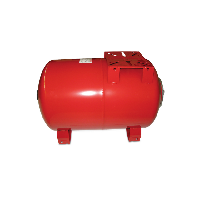 Pressure Tank Steel 1" BSPM 10 Bar 20 Ltr Horizontal Red