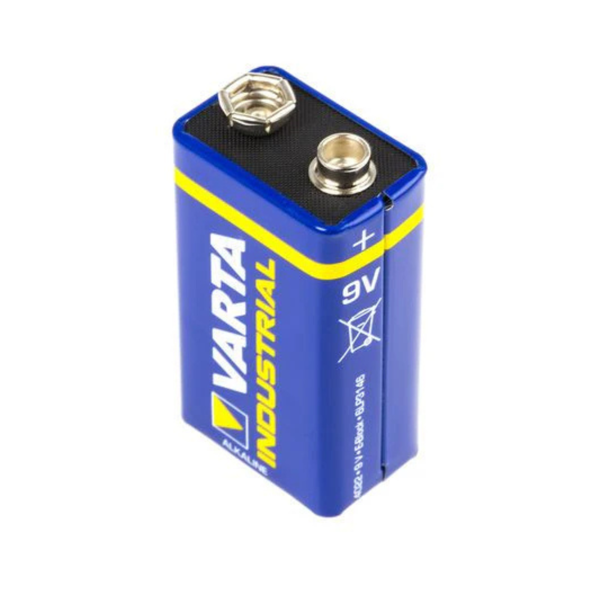 Image of a 9v alkaline industrial battery, featuring a durable casing and designed for high-performance applications, ideal for powering various devices and equipment in industrial settings