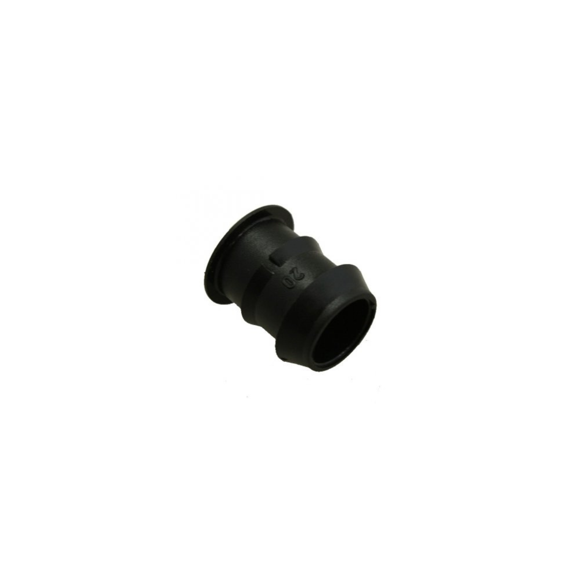 Image of a barbed end plug, designed to securely seal the end of tubing in irrigation systems, featuring durable construction for leak-proof performance and easy installation