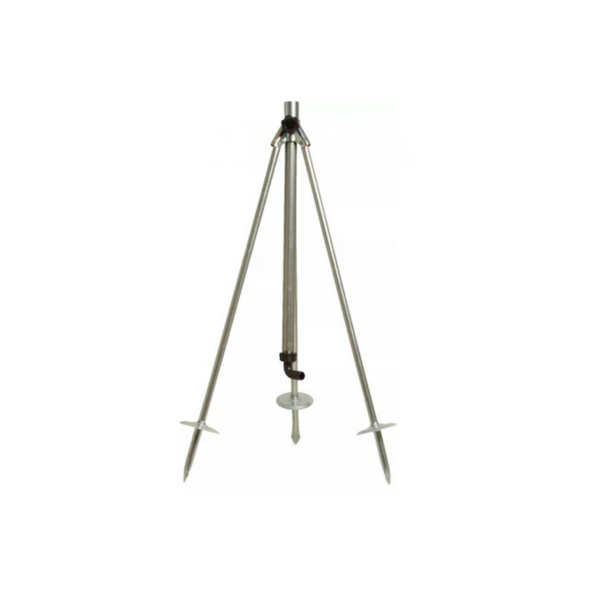 Image of a galvanized tripod mounting for ¾” BSP sprinklers (sprinkler not included), designed for stable and adjustable height positioning in irrigation systems, featuring durable construction for long-lasting outdoor use