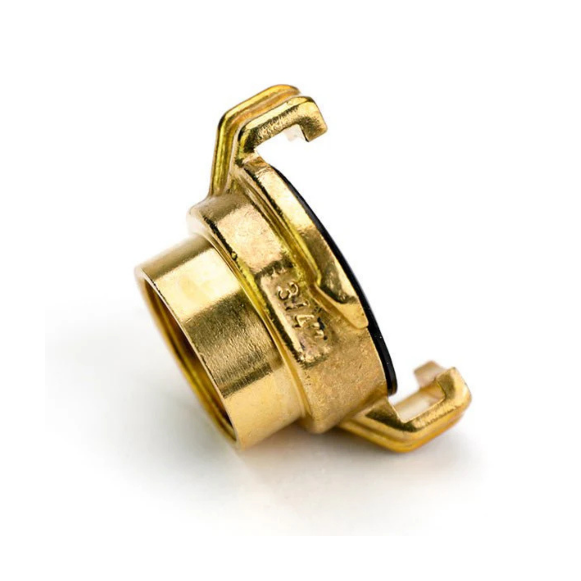 Close-up of a Geka fitting, designed as an adapter to ¾” BSPF  featuring durable construction for secure connections in irrigation systems and ensuring reliable water flow