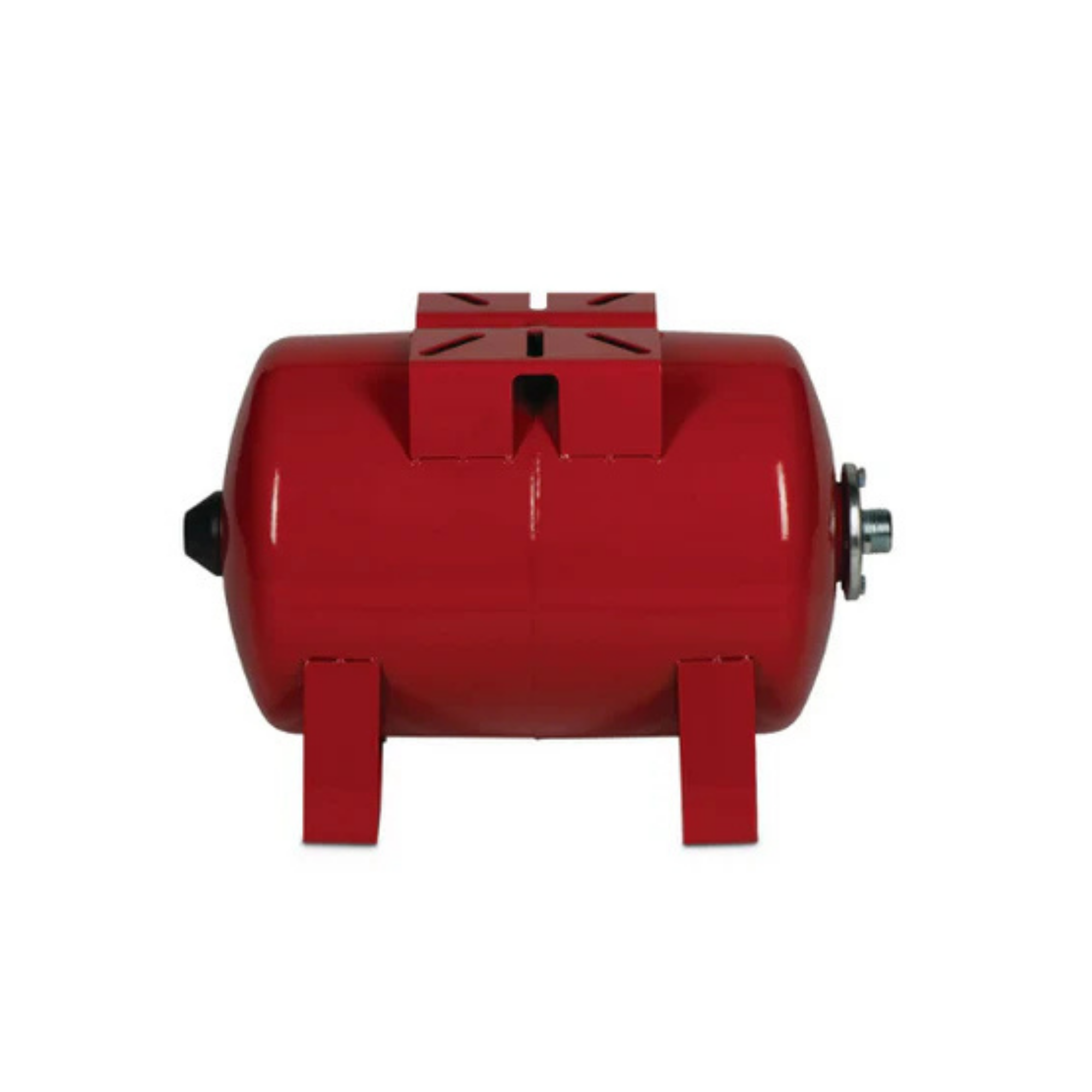 Red steel pressure tank on a white background