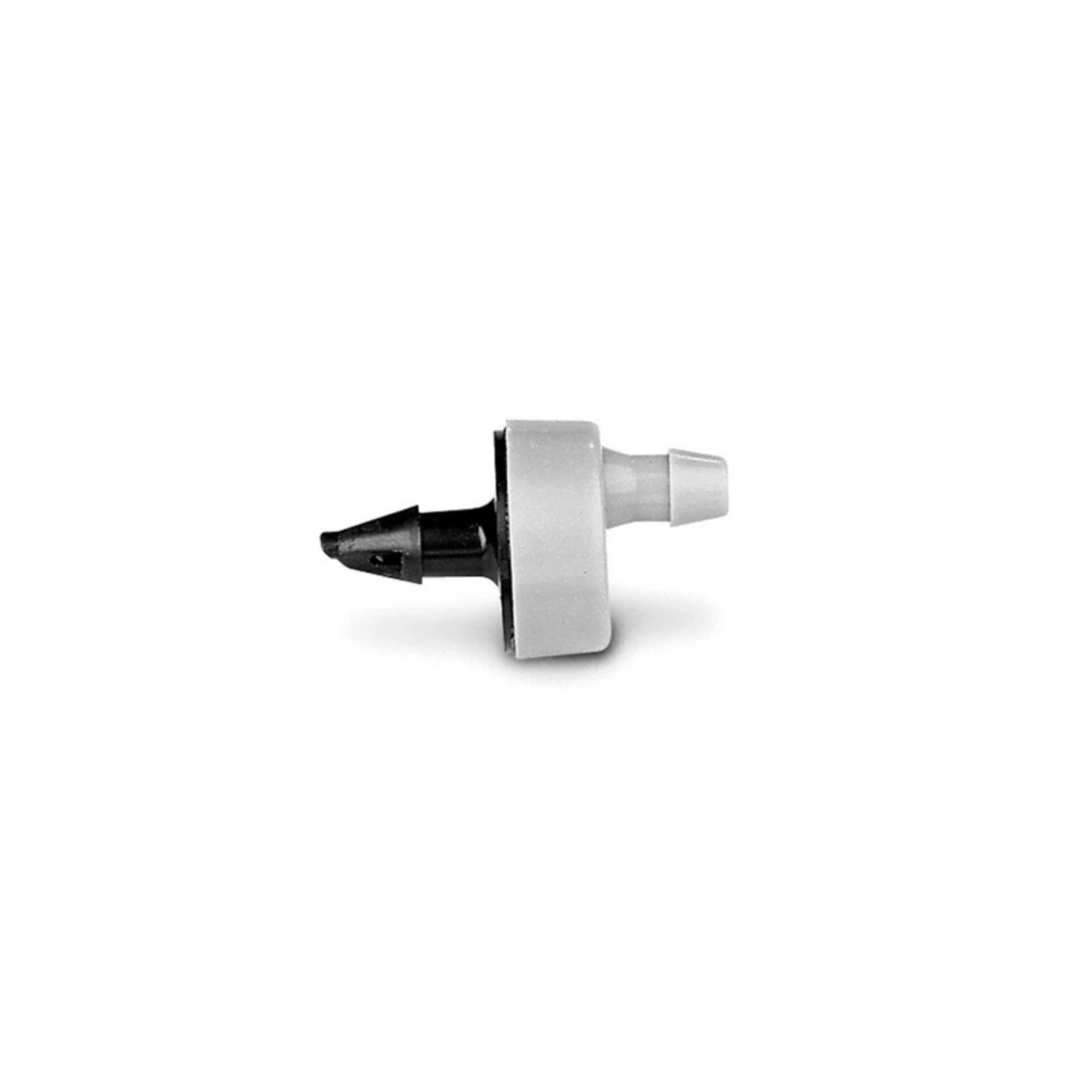 Self piercing barbed connector for irrigation, with gray and black color, designed for 16mm to 6mm pipe.