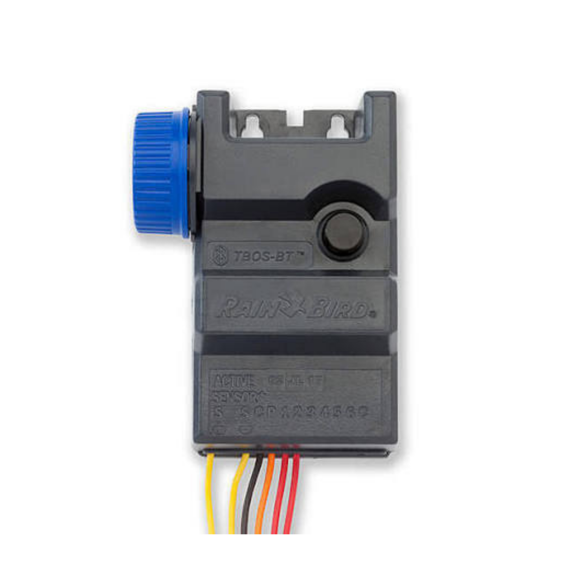 Image of the Rain Bird TBOS-BT-LT Station Bluetooth Module, showcasing a compact design that enables wireless communication with irrigation controllers, allowing for convenient programming and monitoring from mobile devices