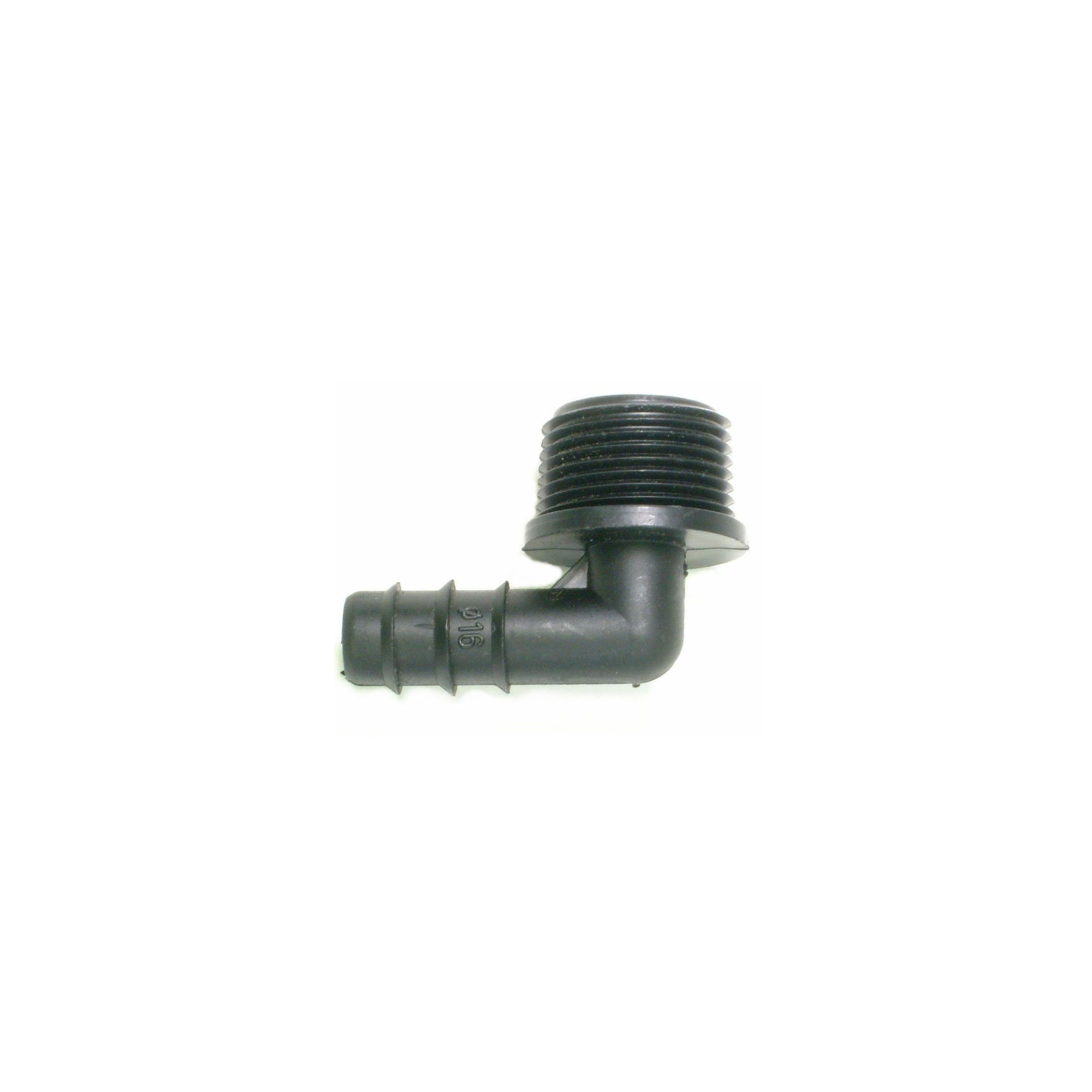 Barbed Adapter Elbow, 16mm Outside Diameter (13.5mm ID) drip pipe